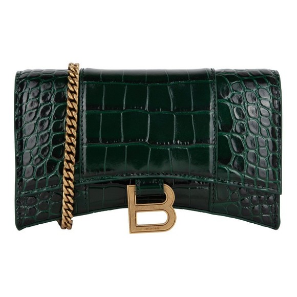 Balenciaga Hourglass Embossed Croco Wallet On Chain - NWT - Picture 1 of 5